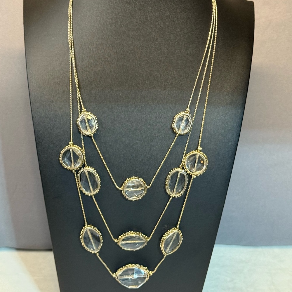Chico's Gold and Silver Triple Strand Necklace - Picture 1 of 6